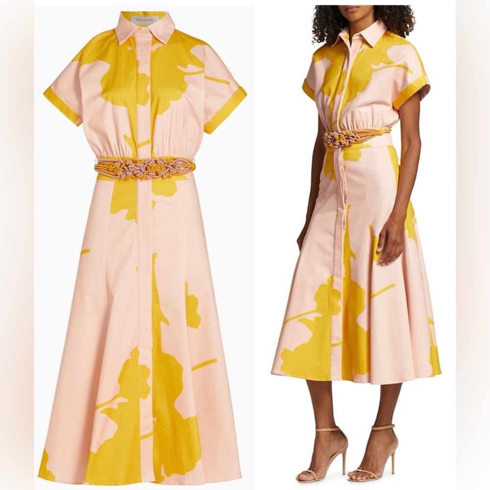 Silvia Tcherassi Noor Printed Belted Cotton Midi Dress